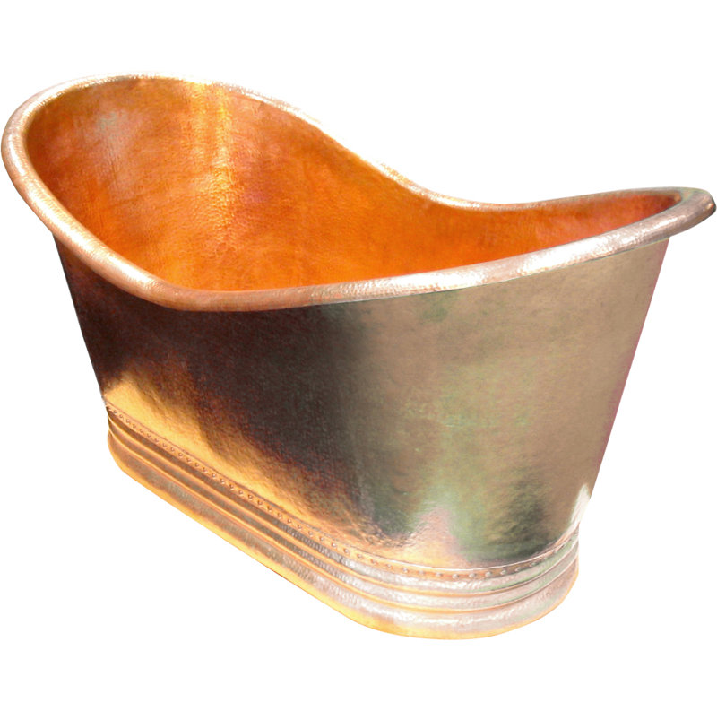 Juliana 71'' x 37'' Soaking Copper Bathtub, Dark Smoke Copper, Right, Center