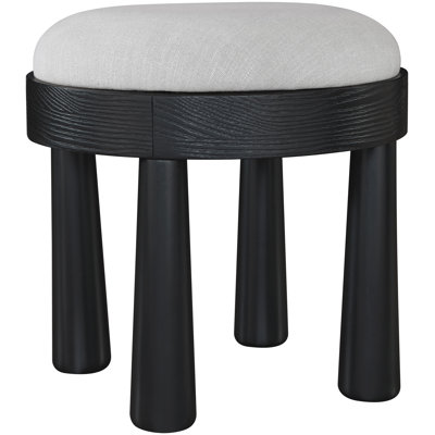 Larea Linen Textured Fabric Upholstered Ottoman