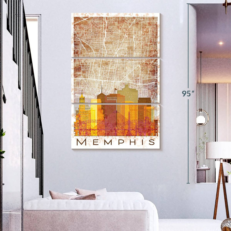 Carte de la ville d'Aliaz Memphis, H 65 po x l 42 po