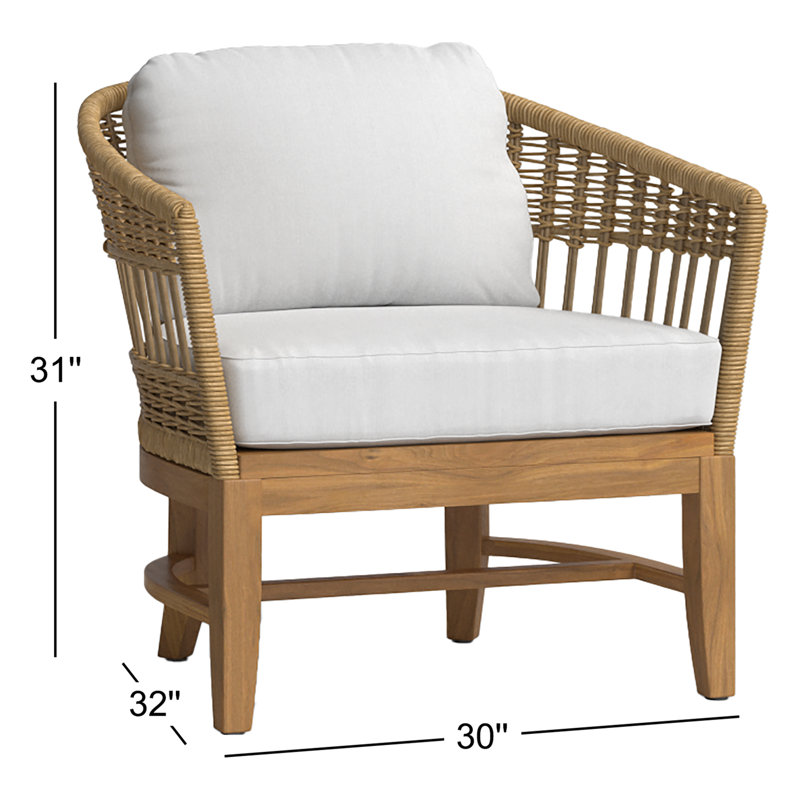 Chaise de patio en teck Dunkirk avec coussins Sunbrella