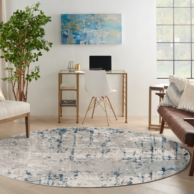 Alsup Abstract Modern Machine Woven Area Rug in Blue/Gray