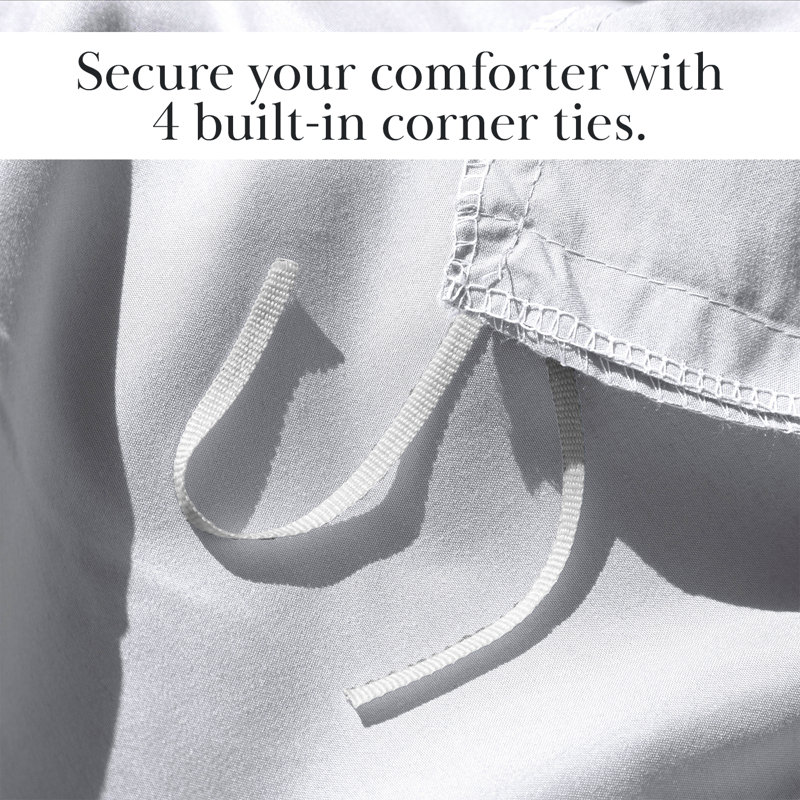 Vilano Springs ® Oversized Duvet Cover Set Microfiber with corner ties and zipper closure, Bright White