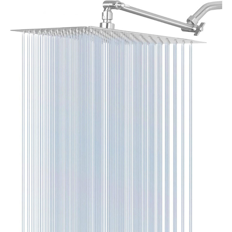Pomme de douche chromée carrée en acier inoxydable à pluie haute pression de 10 po, Chrome chrome