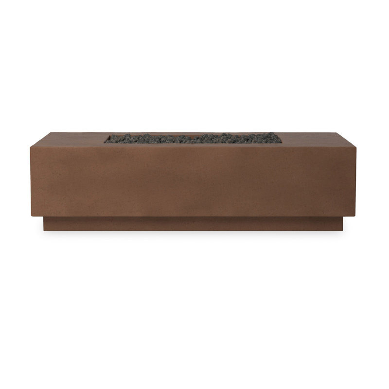Darshani 16" H x 60" W Concrete Outdoor Fire Pit Table, Propane, Clay Concrete