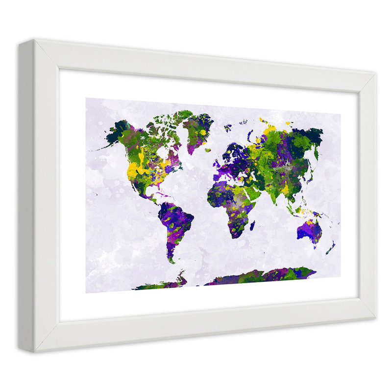Painted Office Cards - Single Picture Frame Print, 70cm H x 100cm W, White