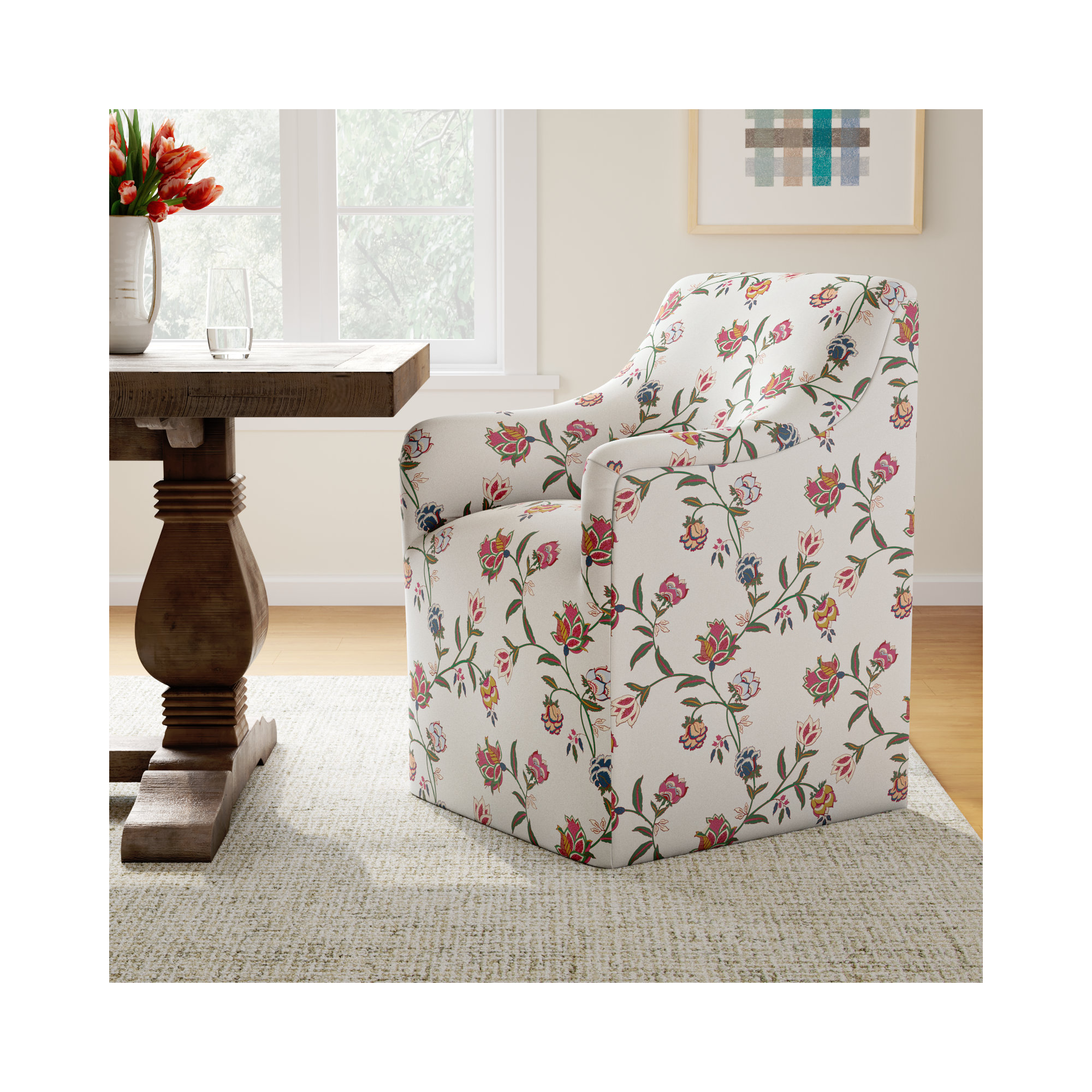 Howth Upholstered Arm Chair, Chintz Floral Multi Cotton