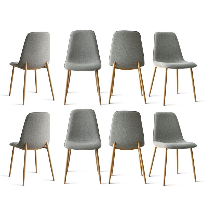 Upholstered Fabric Full Back Side Chair (Set of 8), Gray
