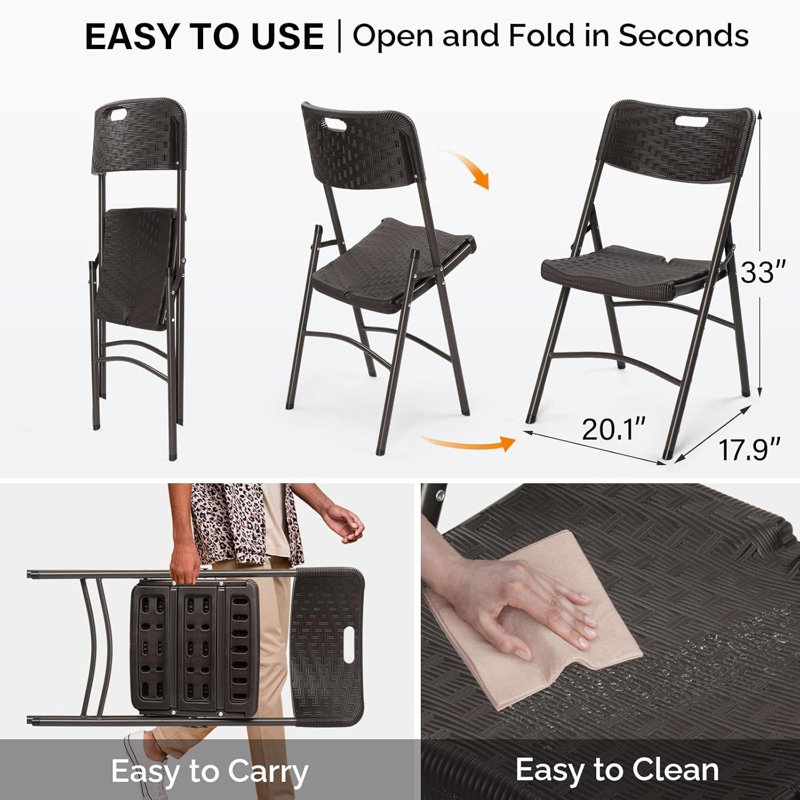 Black Plastic Folding Chair (Set Of 4)
