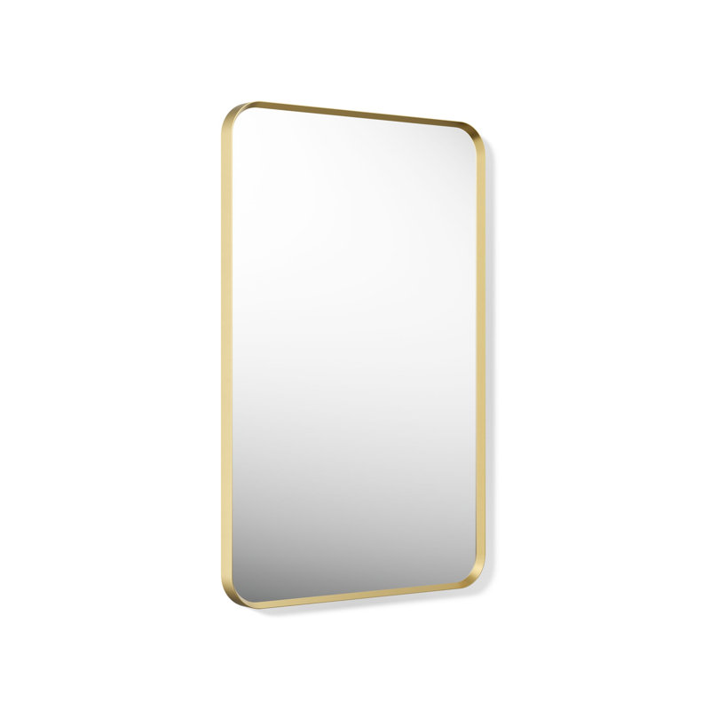 Miroir de salle de bain mural, Doré brossé moderne, 34 po x 22 po