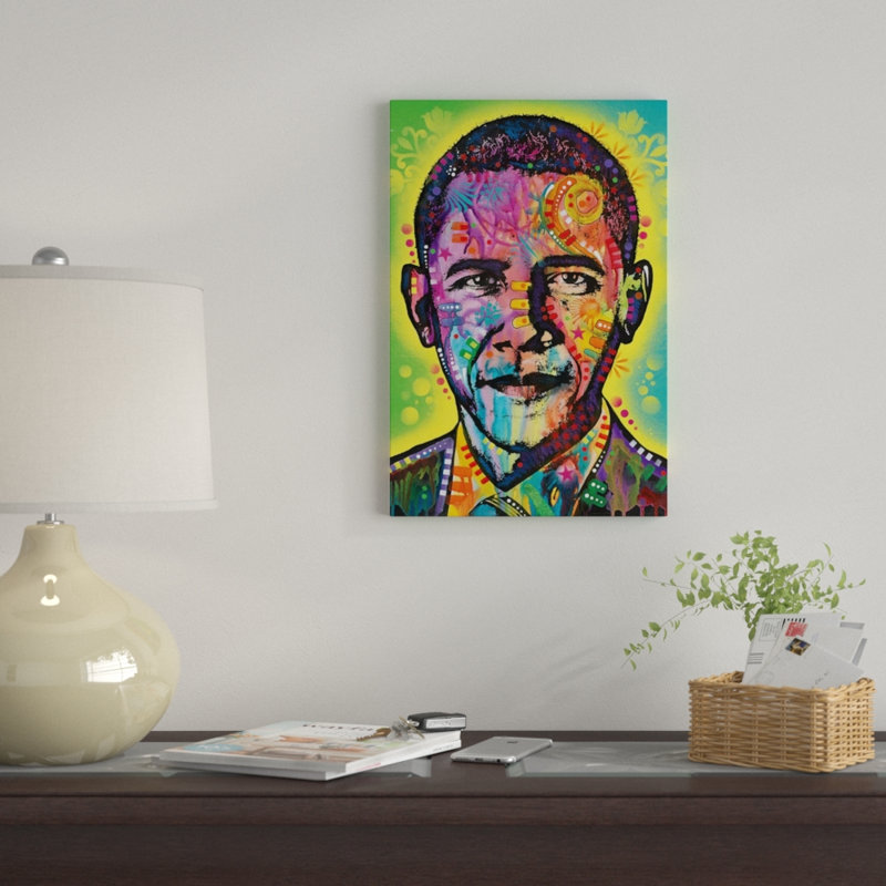 " Obama " by Dean Russo, 26" H x 18" W x 1.5" D, Black Framed Canvas, No Mat
