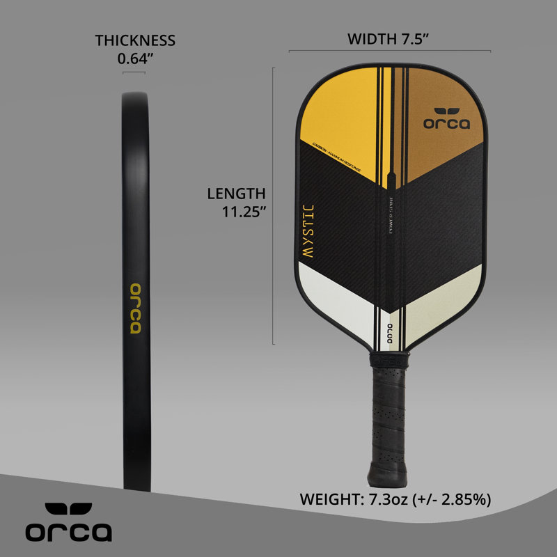 Palette de pickleball en fibre de carbone avec étui de transport Orca Mystic