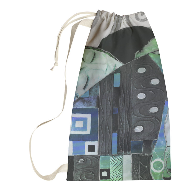 Fabric Laundry Bag with Handles, Large (76.5" H x 29.5" W x 1.5" D), Blue/Green