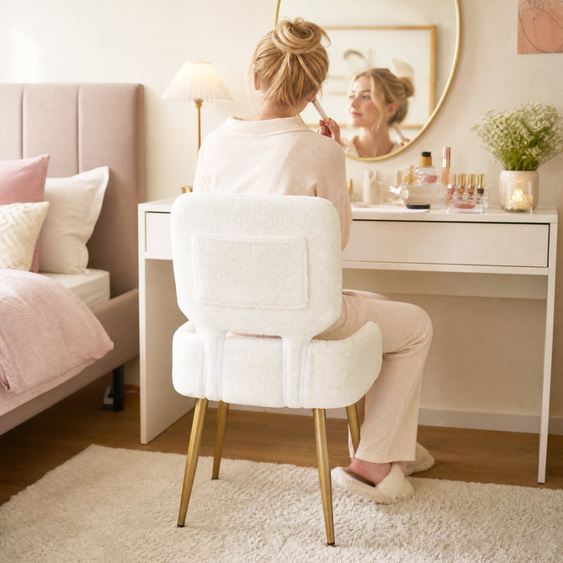 Upholstered Sherpa Butterfly Chair, Beige Sherpa