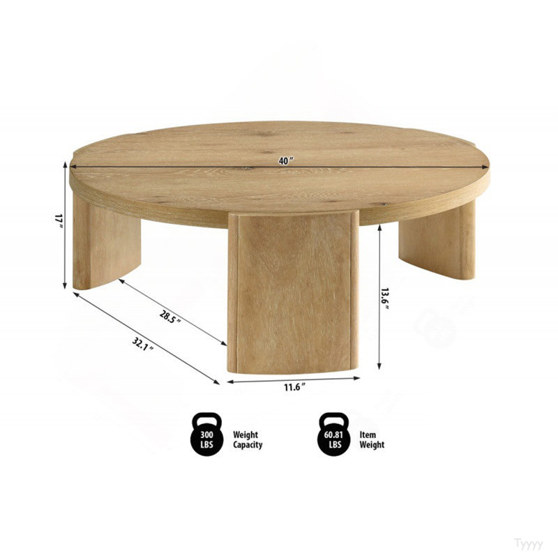 Table basse ronde de 40 pouces en bois flotté Keplers, table de salon moderne