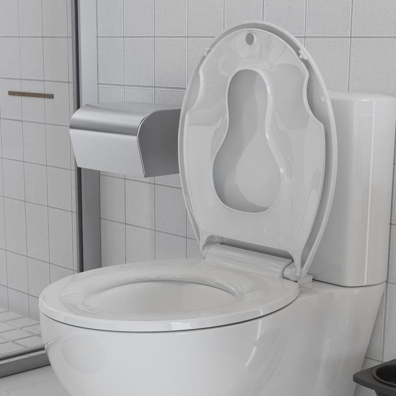2PC Toilet Seat Round,Toilet Seat with Toddler Seat Built in, Toilet Seat with Quick-Release And Quick-Attach, with Soft Close,Easy Install and Clean - White