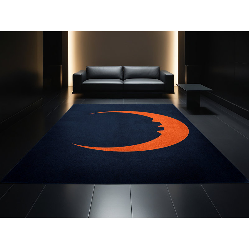 Soft Plush Eudy Halloween Modern & Contemporary Abstract Area Rug in Blue – Navy Binding, 2x4