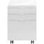 Classeur de bureau avec fonction roulante et décoration en stratifié blanc brillant pour bureau, 3 rangements, support d'imprimante moderne à mouvement fluide