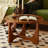 Brown Solid Wood Tempered Glass Round Coffee Table