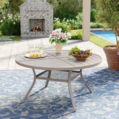 Nicastro 47'' Round Patio Dining Table With Storage Shelf