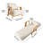 Wood Cushion Recliner Chair, Modern Linen Fabric Upholstered Accent Chair With Pillow, Beige Cushion Folding Armchair Sofa For Living Room And Bedroom, Single