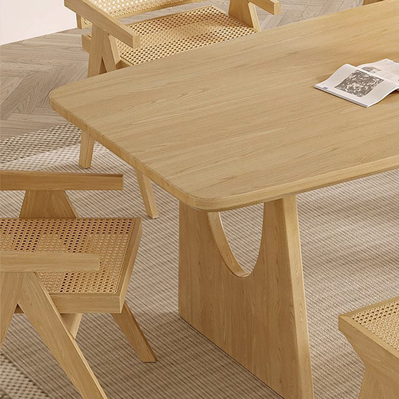 Japanese style simple solid wood table set, 29.5"H x 62.9"L x 27.5"W