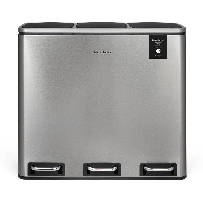 Waste Bin 3 x 18L - Stainless Steel N°982, Matt Brushed Nickel