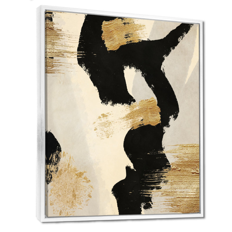 Abstrait Glam Collage, peinture sur toile - Collage II, H 20 po x l 12 po, Cadre flottant, Blanc