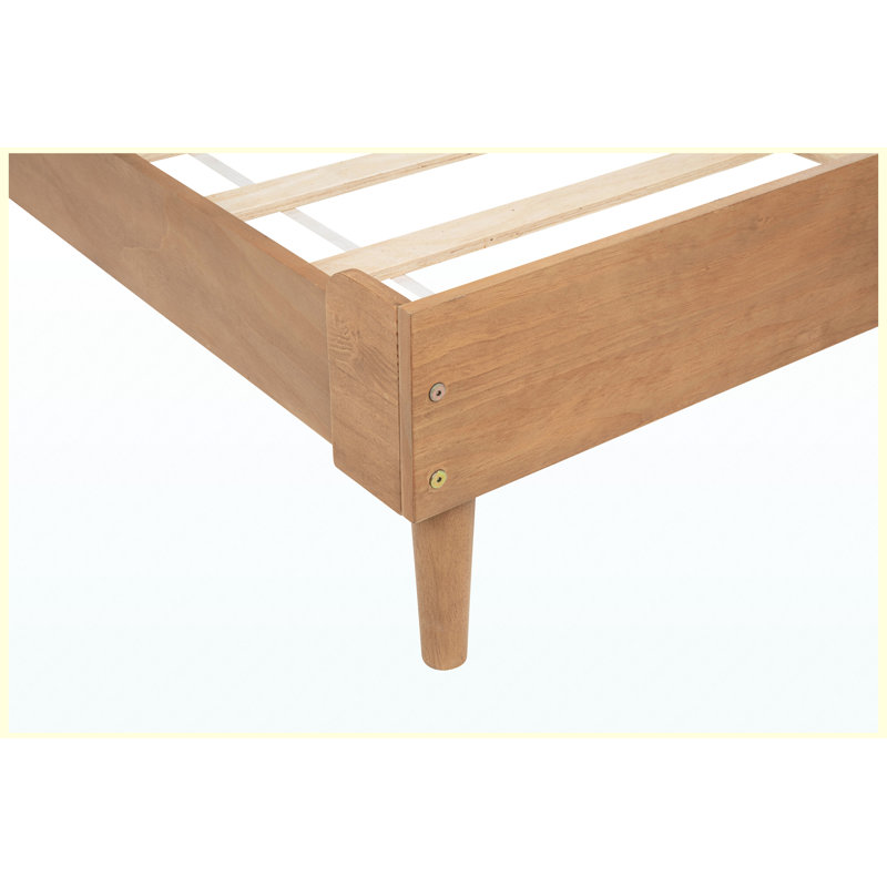 Base de lit grand format en bois avec tête de lit tapissier de style piano, base de lit renforcée, finition blé
