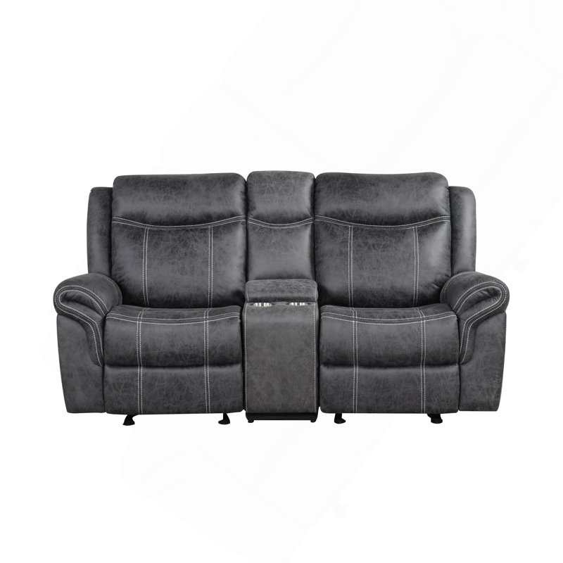 Causeuse à mouvement électrique en microfibre gris foncé avec mouvement USB