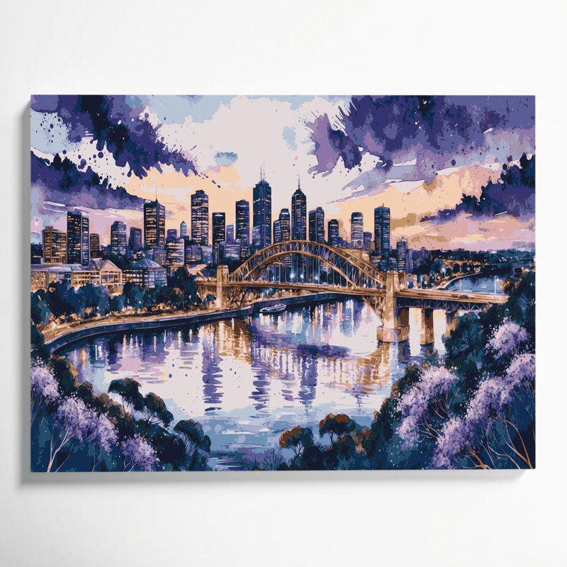 Art mural sur toile gris avec cités, Brisbane, Australie