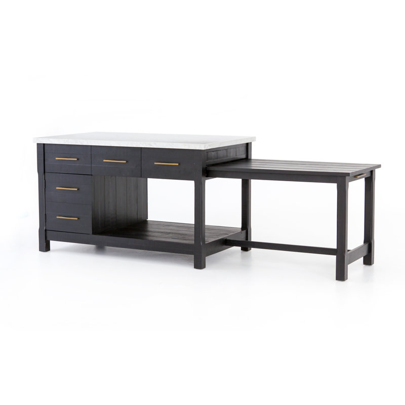 Ian Kitchen Island, Marble/Black
