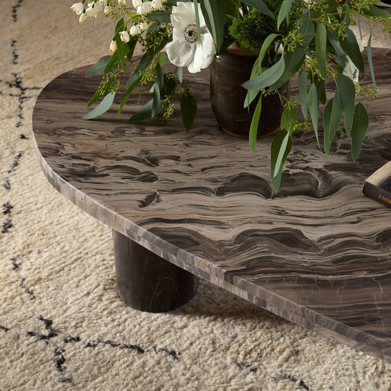Zion Marble Coffee Table, 15" H x 30" L x 48" W