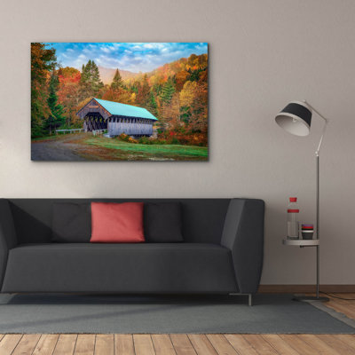 Epic Graffiti 'Autumn At Bennet Bean Bridge' by Rick Berk Canvas Wall Art, 60" x 40"