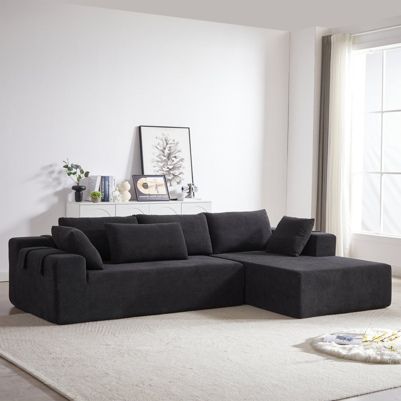 Canapé modulaire de luxe Chenille, Orienté à droite, Noir