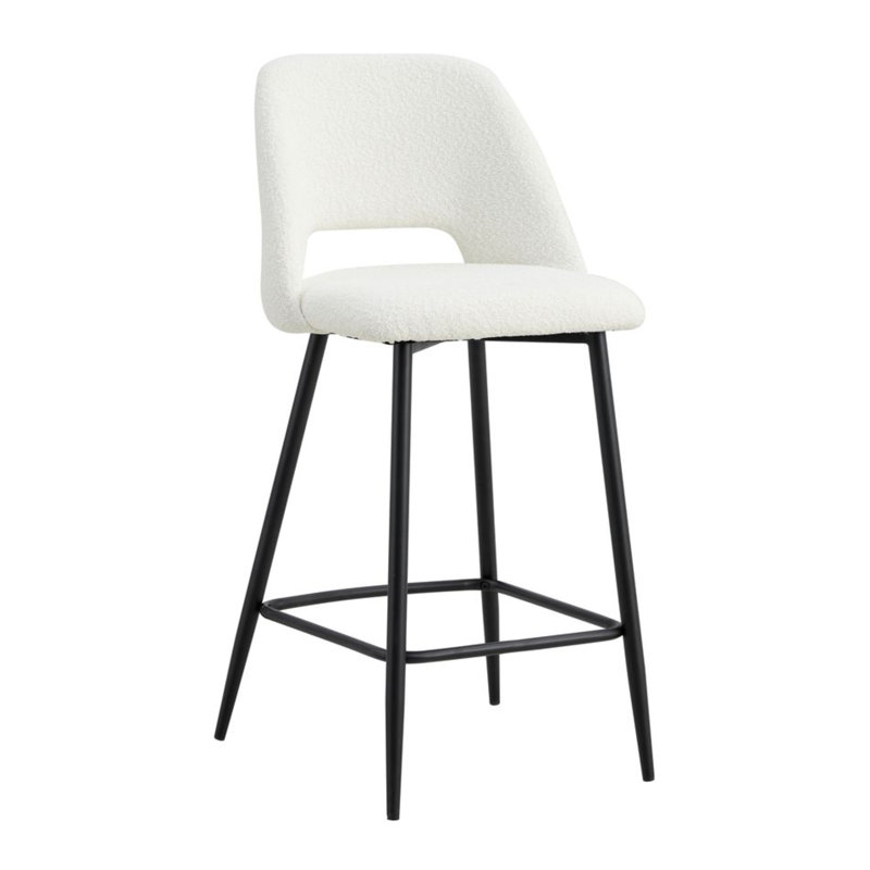 Tabouret de comptoir rembourré Valdez, Blanc