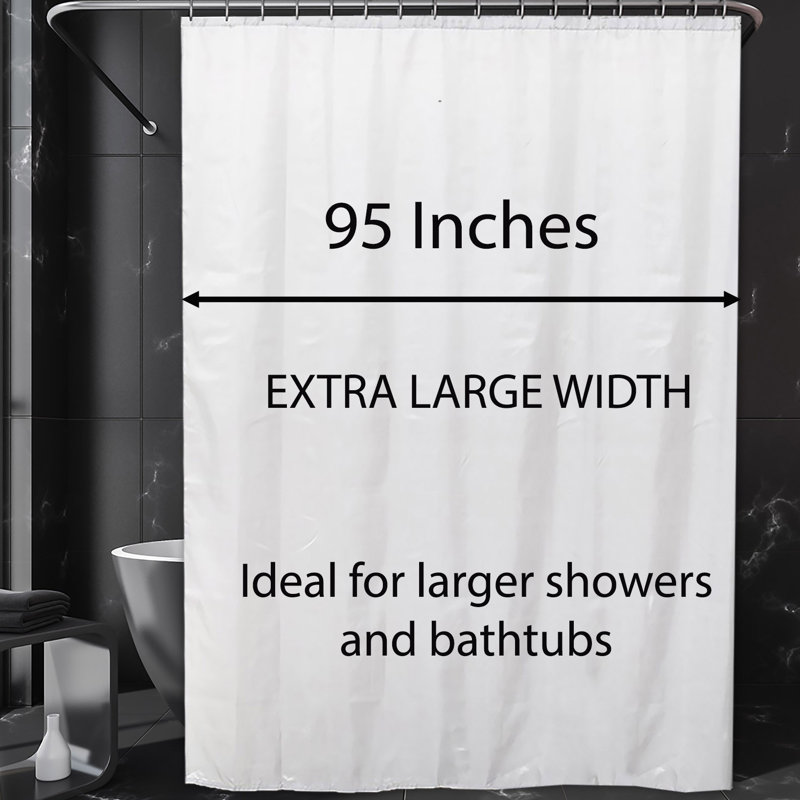 Rideau de douche extra large en polyester + 16 crochets
