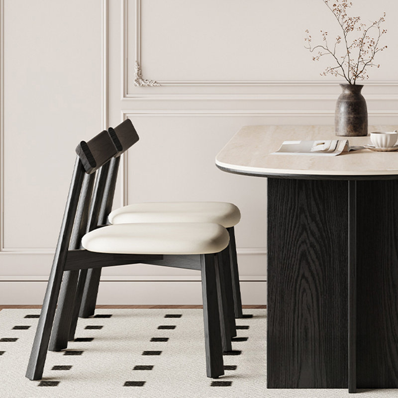 Small black rectangular rock slab table set, 29.52"H x 62.99"L x 31.49"W