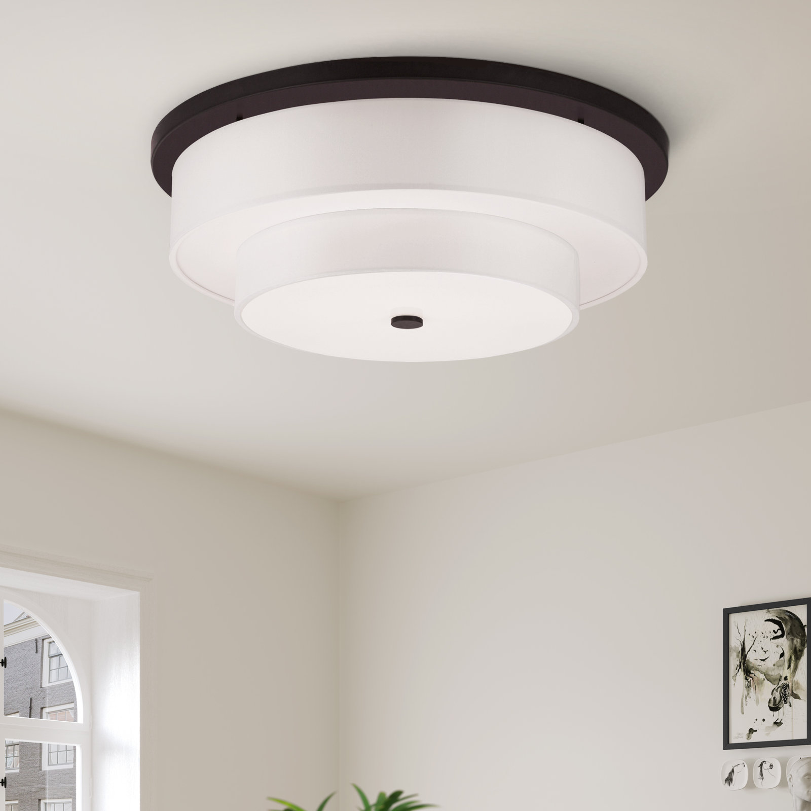 Flaire 4 Light Flush Mount, English Bronze, 5 Lights, 9" H x 25.5" W x 25.5" D