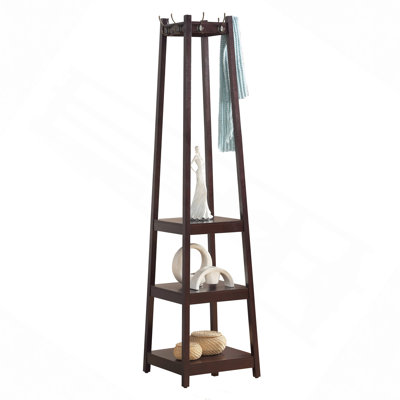 Coat Rack W/ 3-Tier Storage Shelves