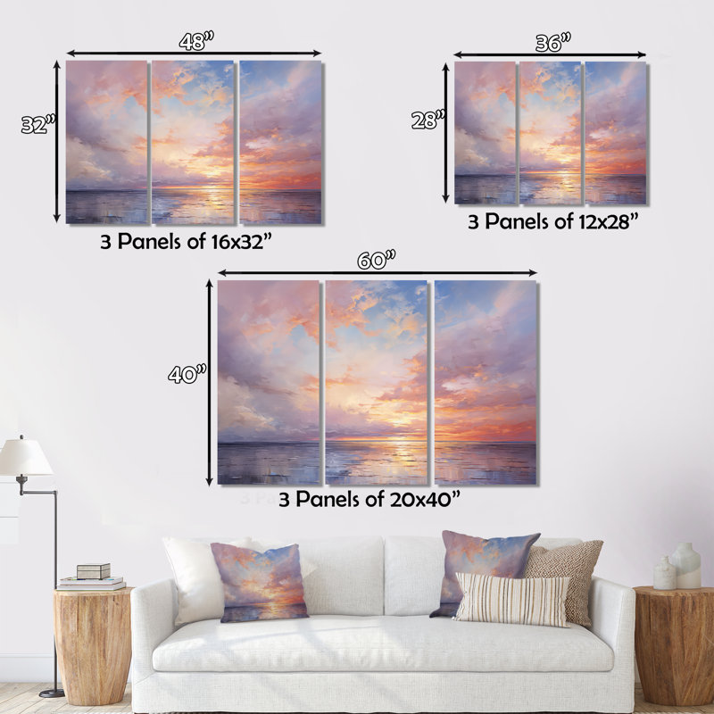 «Sunset Cotton Candy Skies V», reproduction sur toile encadrée Sunset, H 16 po x l 32 po x P 1 po, Cadre flottant brun