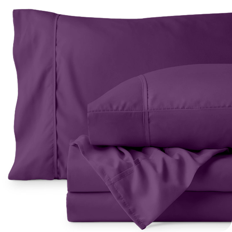 Microfiber Sheet Set with Bonus Pillowcase Set, Plum, Full