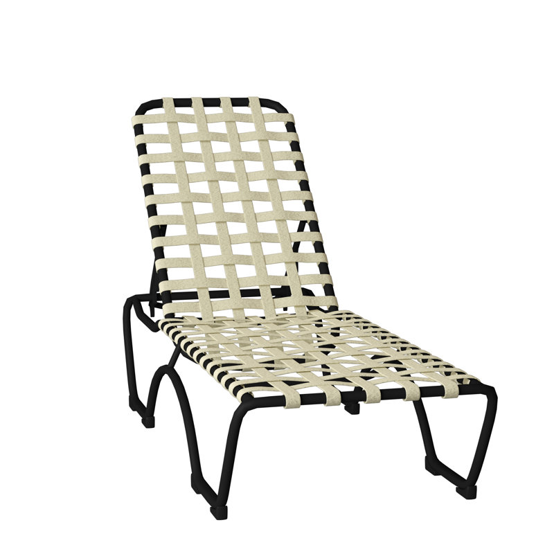 Kahana Outdoor Metal Chaise Lounge, Sonora Vinyl, Parchment