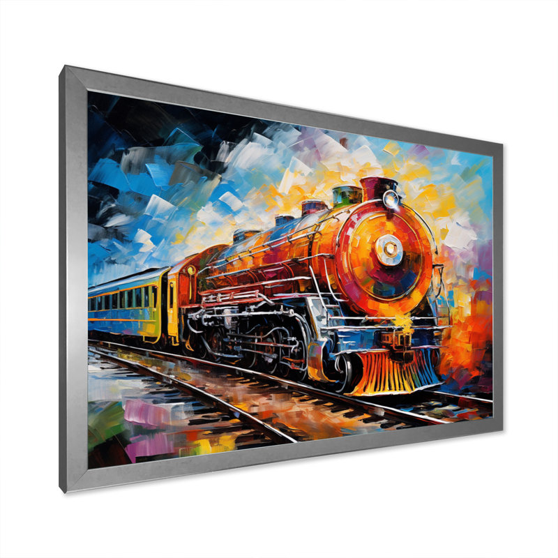 Abstrait train synesthétique symphonie - impression d'art mural transport, Cadre photo argenté, H 30 po x l 40 po x P 1,5 po