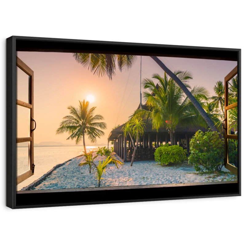 Plage «Window To Serene Beach Wall Art», H 25 po x l 37 po