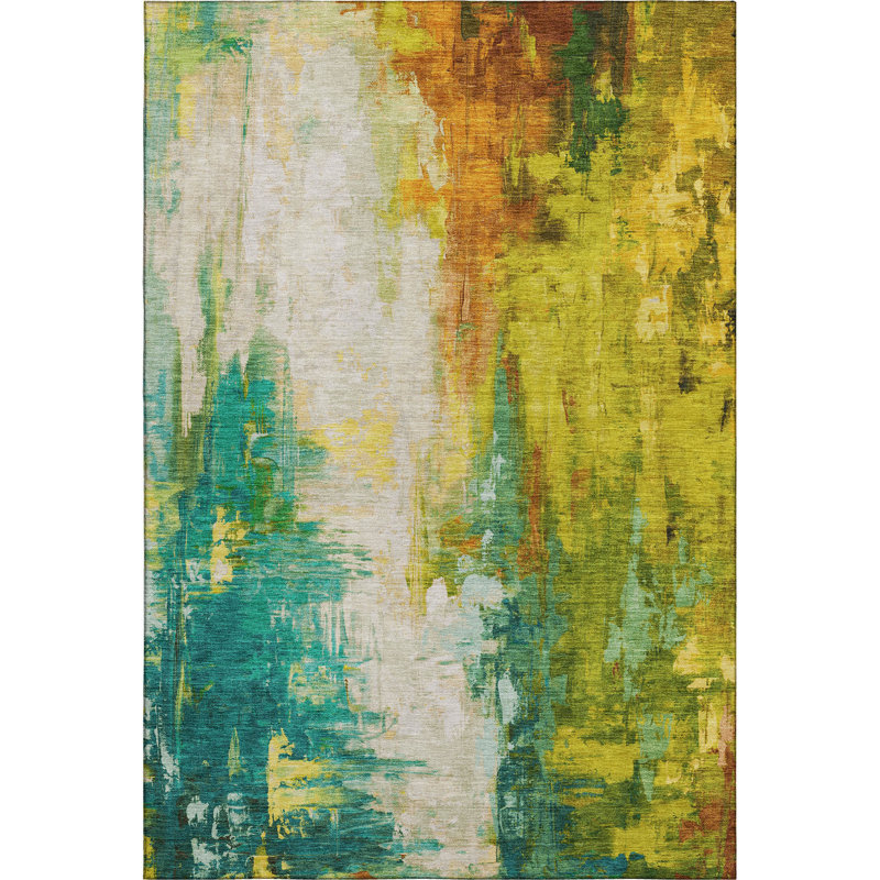 Tapis abstrait lavable à la machine Premium, Rectangle 2 pi 6 po x 3 pi 10 po