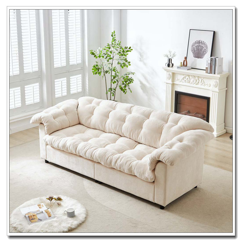 Canapé rembourré moelleux 94,8 po, Beige