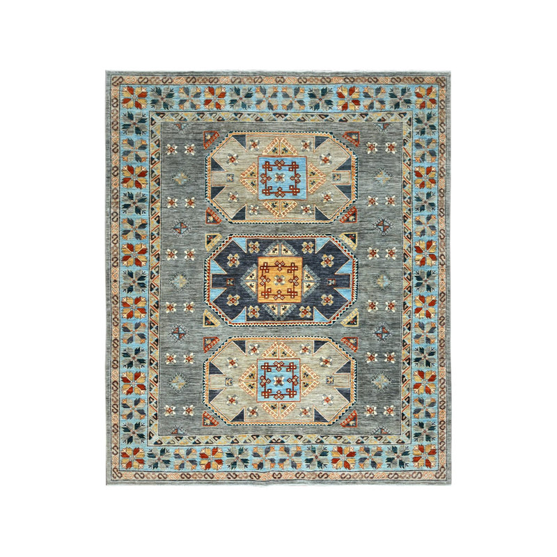 Tapis oriental rectangulaire gris en laine noué à la main 8 pi 3 po x 9 pi 9 po - MOA102830000
