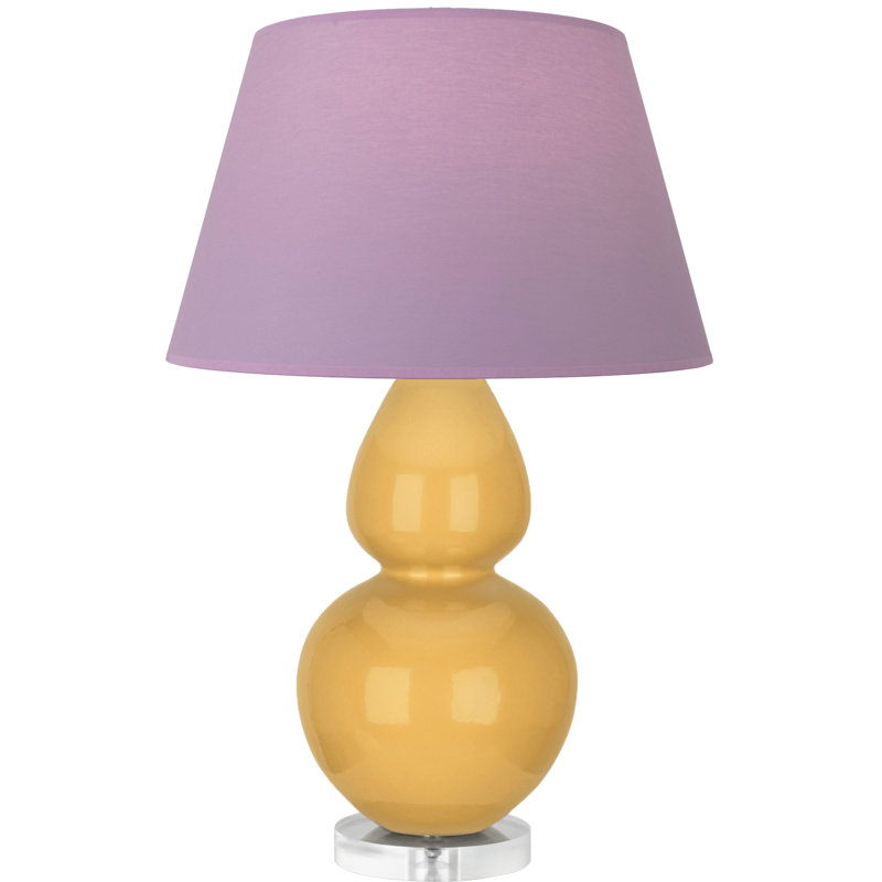 Double Gourd Ceramic Table Lamp, Cobalt Glazed/Silver, Red