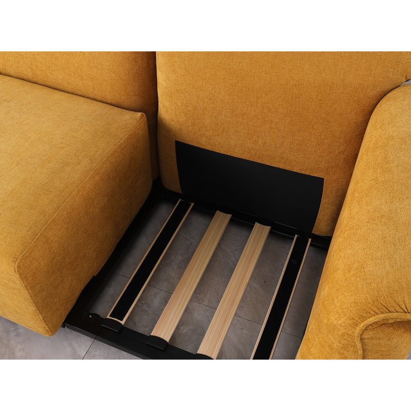 L-Shaped Sectional Sofa Couch With Reversible Ottoman, Yellow