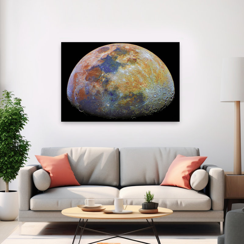 Surface lunaire colorée, paysage abstrait coloré, art mural, H 40 po x l 60 po